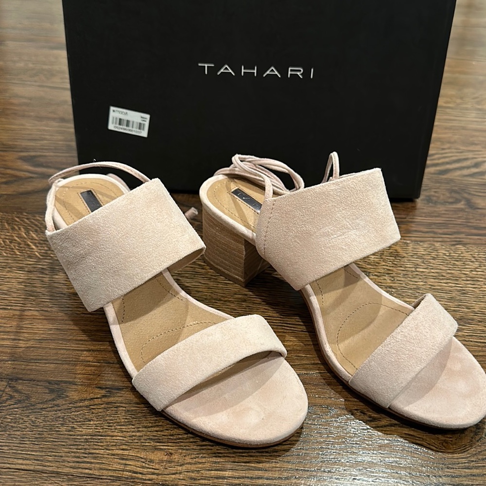 Tahari block heel suede sandals